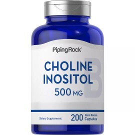 Piping Rock Choline Inositol Supplements | 500mg | 200 Capsules | Non-GMO | By Piping Rock