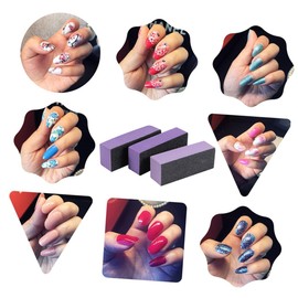 Baluue 6Pcs Three Sides Nail File Set Sponge Buffer Polisher Manicure Tools for Home Use for Nail Art and Grooming