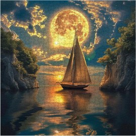 Brand: IdeaBazar Beautiful Moon Sailboat Puzzles for Adults 1000 Pieces Nature, Colorful...