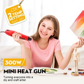 LDK Heat Gun for Crafting, Mini Dual Temp Hot Air Gun Tool with Reflector Nozzle for Epoxy Resin, Shrink Wrapping, Vinyl Wrap, Embossing, Electronics, Candle Making, Phone Repair & DIY