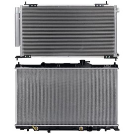 ASAPE 13015 Radiator and 3148 Condenser Engine Replace Kit Fit for Honda Element 2007-2011 (Aluminum) - Set of 2