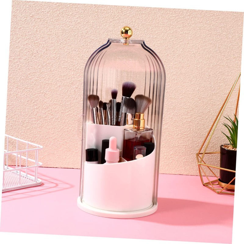 Ipetboom Rotating Makeup Brush Holder with Transparent Cover Versatile Cosmetic