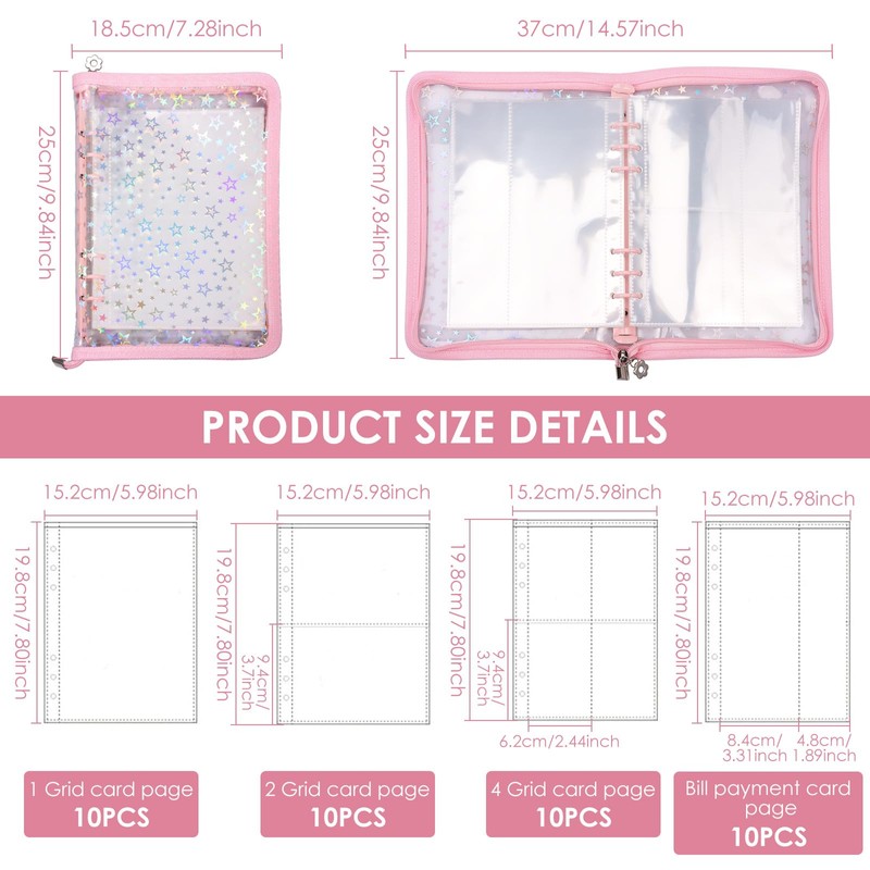 RdjEokf Sticker Storage Organizer, Transparent Sticker Collecting Zipper Binder Album,