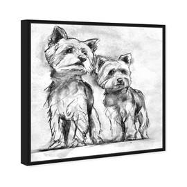 The Oliver Gal Artist Co. Animals Framed Wall Art Canvas Prints 'Yorkie' Dogs and Puppies Home Décor, 30" x 30", White, Black