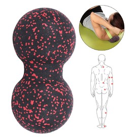 Agatige Peanut Massage Ball, 24x12cm Sports Massager Fitness Acupuncture Points Massage Yoga Ball, Muscle Relaxer(Red)