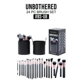 Beauty Creations - Unbothered Set de Brochas de Maquillaje 24 Piezas con Estuche - Brochas para Rostro y Ojos, Pelo Sintético - Color Negro