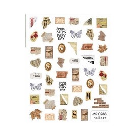 Generic English Old Style Newspaper Nail Stickers Old Fashioned Newspaper Frame Nail Art Ms C283 Nail Wraps Stickers Manicure Supplies for Women Nails Full Long Lasting Easy Apply and Remove