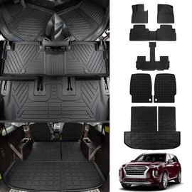 Thinzyou Floor Mats Compatible with 2020-2025 Hyundai Palisade 7 Seats Cargo Mat Back Seat Cover Protector 2024 Palisade Accessories (2nd Row Backrest Mats+Trunk Mat with Backrest Mat+Floor Mats)