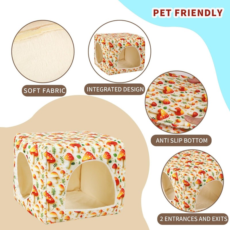 UPINS Guinea Pig Hideout,Washable Small Pet Bed House for Guinea
