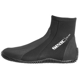 Seac Regular, 5 mm Neoprene short Diving Boots with Semi-Rigid Sole and Heel and Ankle Protection, Black, XL