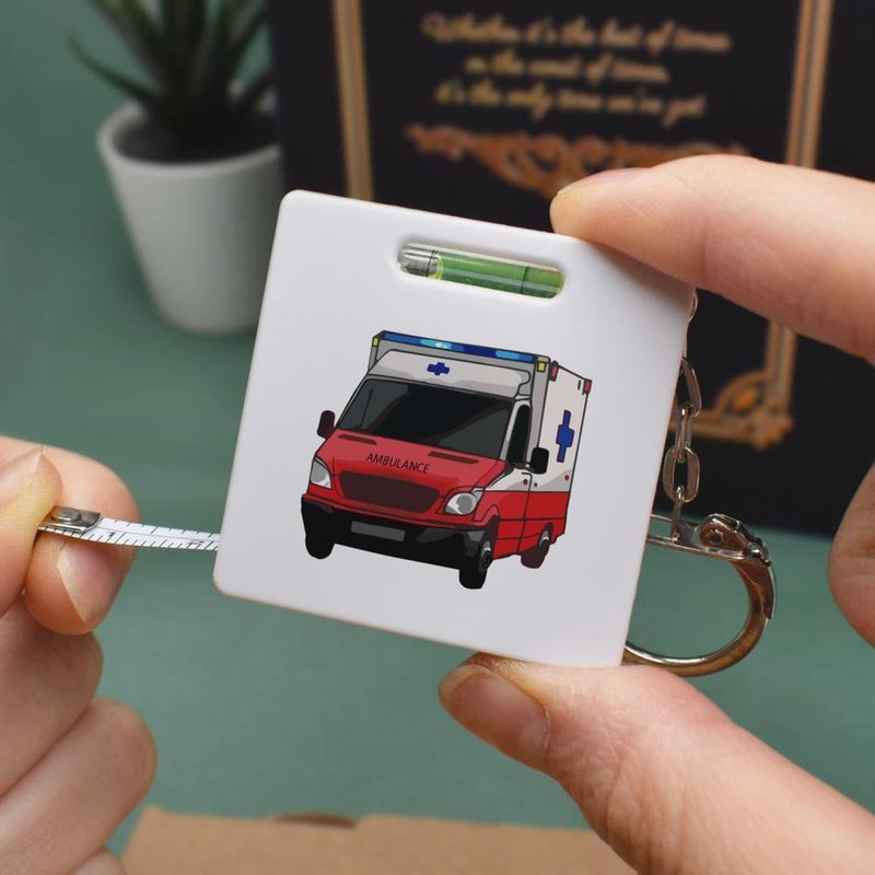 Azeeda 'Ambulance' Keyring Tape Measure/Spirit Level Tool (KM00038526)
