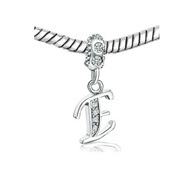 KunBead Jewelry Letter E Initial Charms Love Heart Aunt 18 Baby Girl Boy Birthstone Dangle Bead for Charm Bracelets