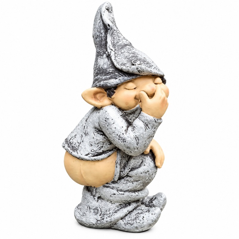 Mini Funny Resin Garden Gnome Statue, 5.12-Inch Small Outdoor Dwarf