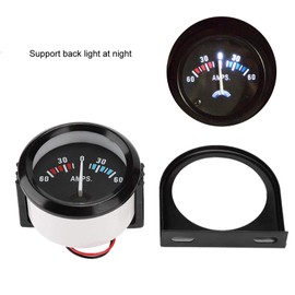 Qiilu Car Ammeter, 2 Inch 52 mm DC 12 V Car Ammeter Voltmeter 60-0-60A AMP Car Replacement Display Voltmeter for Car Vehicles ABS Black Aperemeter 12 V Car