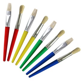 8 Paintbrushes（Two Styles,Four Colors) - Art Painting Set | Easy Grip, Non-Shedding, Ideal for Acrylic, Oil, Watercolor Painting