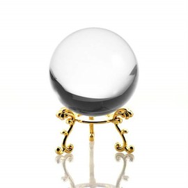 Amlong Crystal Clear Crystal Ball 60mm (2.3 in.) Including Golden Flower Stand and Gift Package