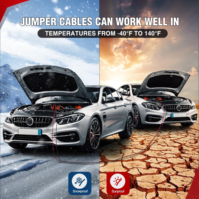 Nilight 1 Gauge 25 Feet Heavy Duty Jumper Cables 900
