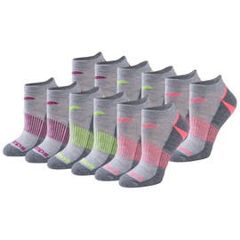 Saucony Calcetines deportivos deportivos deportivos selectivos para mujer (6 y 12 pares), Gris surtido (12 pares), Shoe Size: 10-13
