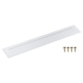 sourcing map Air Vents Cover, 1Pcs 350 x 50mm Aluminum Alloy Rectangle Air Return Vent Cover with Screw, Ventilation Grille Decorative Covers for Door Cupboard Wardrobe Shoes Cabinet (Silver)