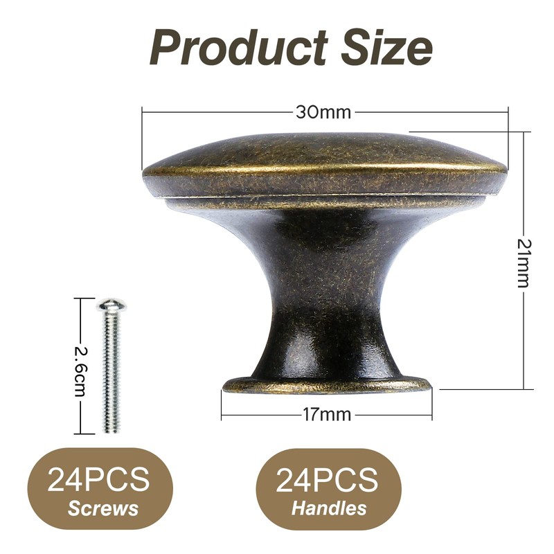 TsunNee 24pcs Vintage Style Chic Drawer Knobs Antique Bronze Kitchen