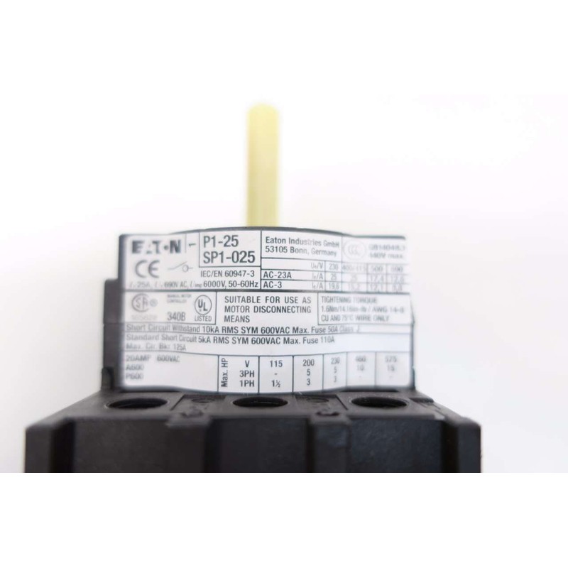 NEW EATON P1-25/EA/SVB MOELLER 600V-AC 20A AMP MAIN SWITCH D528218