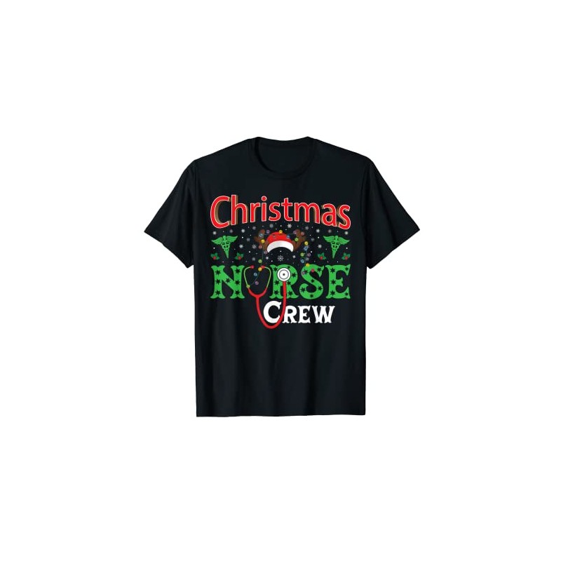 Nurse Christmas Shirt Funny Reindeer Christmas Nurse Crew T-Shirt, black