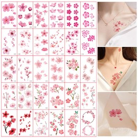30 Sheets Flowers Temporary Tattoos, Fake Tattoos Girls, Waterproof Temporary Tattoos