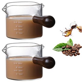 2 Stück Espresso GläSer, Doppelauslauf Milchbecher, Messbecher Mit Skala Küche Glas Messbecher, Schnapsglas(Ebenholz)