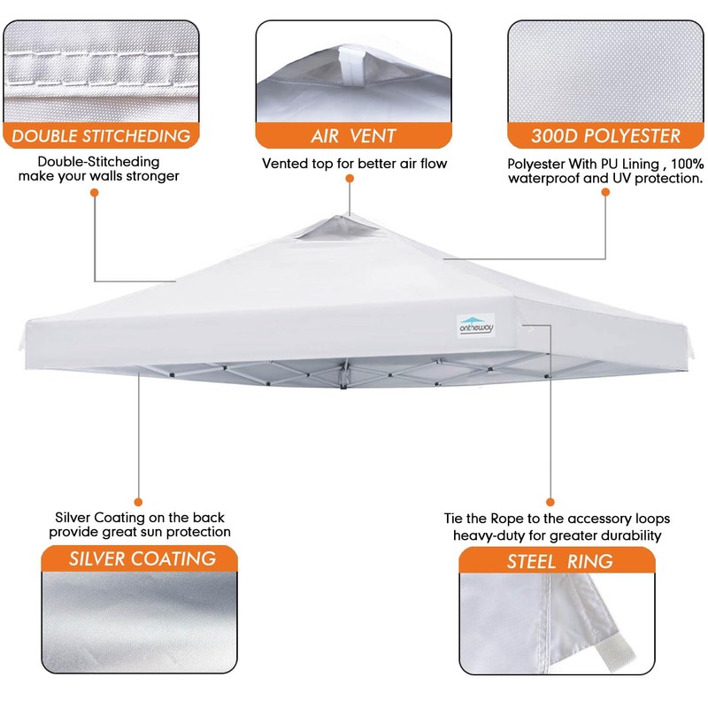 Ontheway 10x10 Replacement Canopy Top Cover, Pop Up Canopy Tent