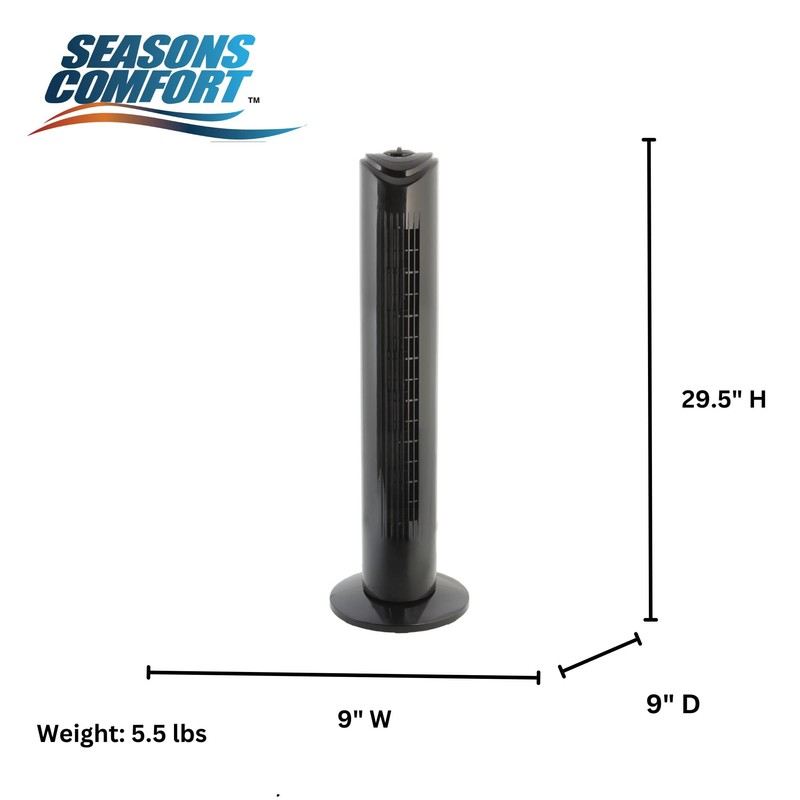 Seasons Comfort 29 Inch Oscillating Tower Fan With 3 Speed