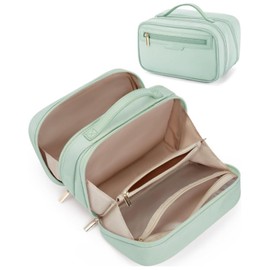 AIXXCUVQ Makeup Bag Organizer with Bottles and Brushes Compartments for Women Travel Makeup Bag Large Capacity Cosmetic Bag, C