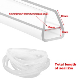 TWSOUL Bath Shower Screen Seal Strip,U-Shape Rubber Shower Screen Seal Strip 2M Long Transparent Shower Screen Seal Fits 6-12m Glass for Curved and Vertical Screens (10mm)