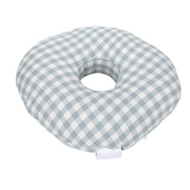 Ear Pillow Round Blue Gingham Cotton Zipper Ear Piercing Pillow with Hole for Pressure Sore