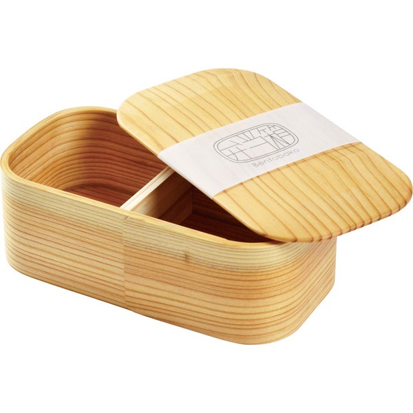 Yamako 80185 Japanese Bento Box, Long, Rectangle, 1-Tier, Beige, Approx. 6.7 x 3.5 x 2.4 inches (17 x 9 x 6 cm)