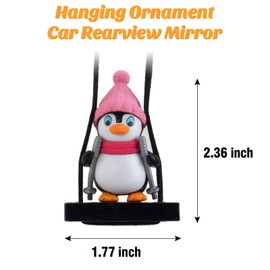 Wonuu Cute Swing Penguin Car Pendant Hanging Ornament Rearview Mirror Charms Decoration