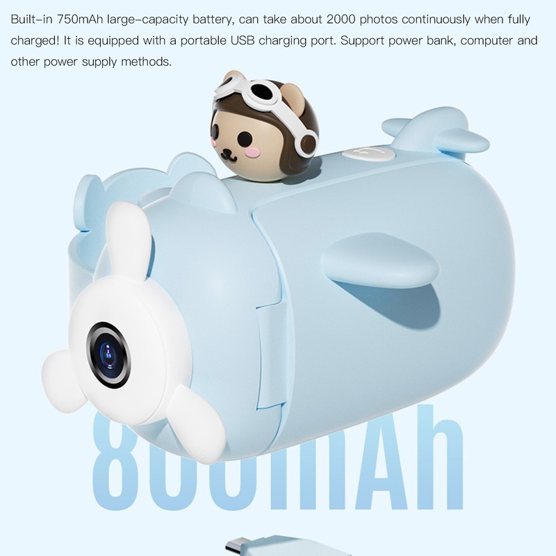 Kids Camera Cartoon Bear Blue Handheld DV 50 Million Dual