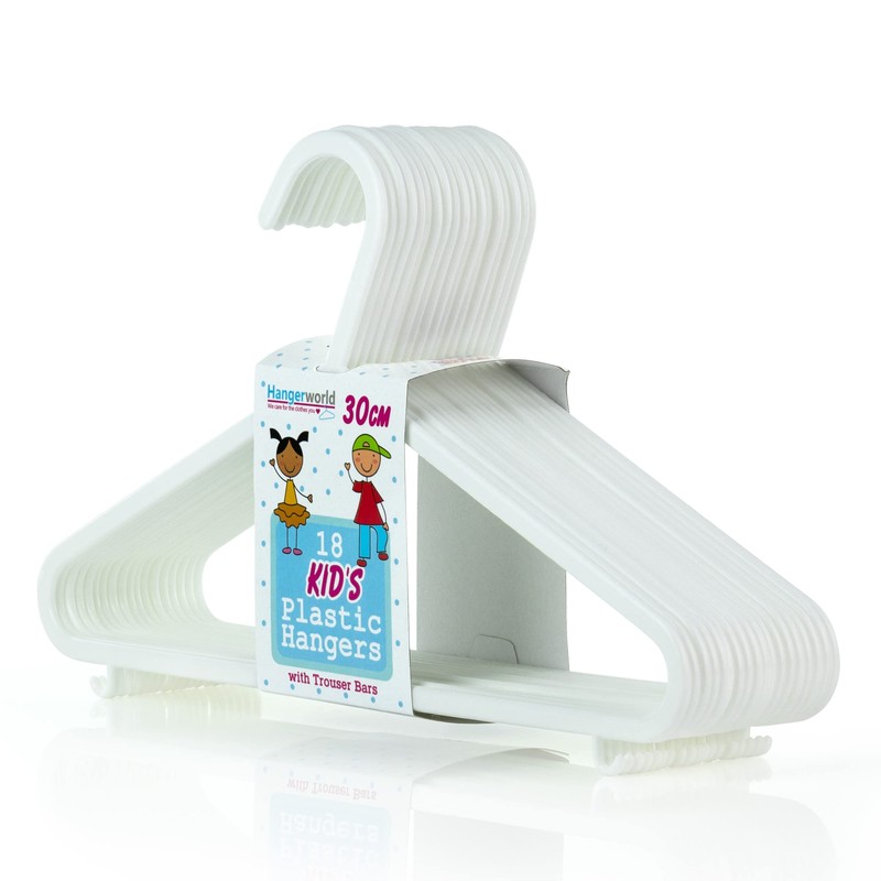 HANGERWORLD 18 Pack 11.8inch White Plastic Kids Hanger - Sized