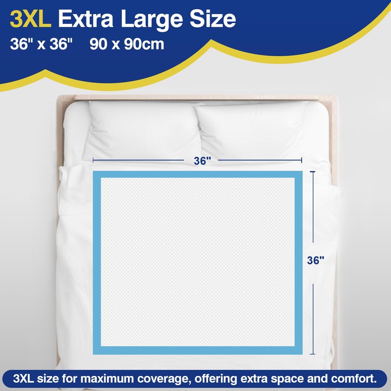 MKISS Bed Pads Disposable 36" x 36" (100 Counts), Large