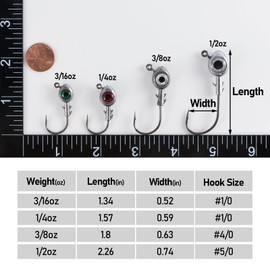 Dr.Fish 10 Pack Fishing Eyes Jigs 3D Eyes Trout Heads Bass Hook Saltwater Swimbait Jig Heads Freshwater Walleye Striper Walleye Striper 1/2oz