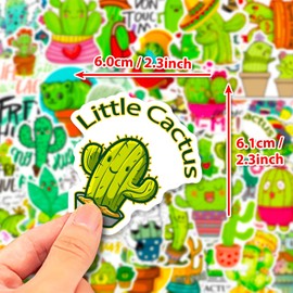Pack of 50 Cactus Stickers Pack Cactus Sticker Set Waterproof Vinyl Stickers for Laptop Children Cars Motorcycle Bicycle Skateboard Luggage Suitcase Computer Sticker Graffiti Decal