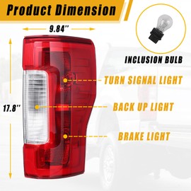Boine F250 F350 Tail Light Compatible With 2017 2018 2019 Ford F-250 F-350 Super Duty Right Passenger Side Rear Light Brake Lamps HC3Z13405D HC3Z13404D
