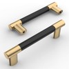 Amerdeco 10 Pack Matte Black and Gold Knurled Cabinet Pulls