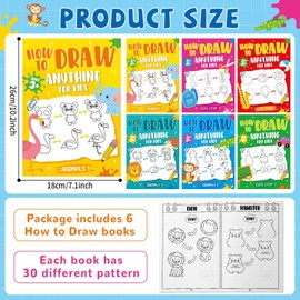 6 Pcs How to Draw Books Set Drawings of Animals Cute Stuff Busy Books Drawing Art Supplies Birthday Gift Step by Step Learn to Draw Sketchbook for Airplane Travel Road Trip Car Activities 10 x 7 Inch