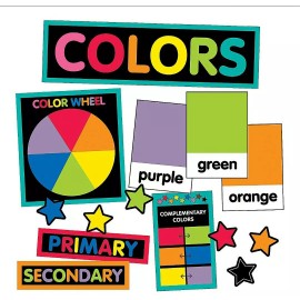 Just Teach Color Cards Schoolgirl 26pc Color Cards Mini Bulletin Board Set - Essential Teaching Kit