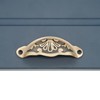 Infinity Decor Traditional Antique Brass Half Moon Floral Cup Shell