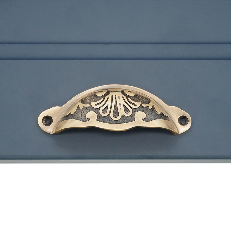 Infinity Decor Traditional Antique Brass Half Moon Floral Cup Shell