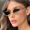 Retro Small Irregular Half-Frame Metal Sunglasses for Women, Trendy Lightweight