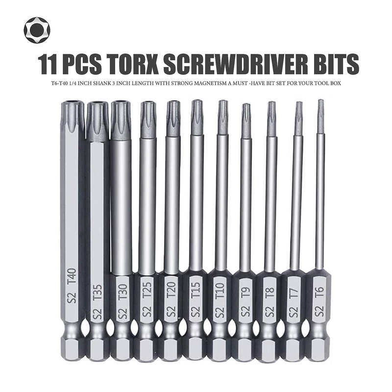 Torx Security Screwdriver Set 11 PCS T6-T40 3 Inch Magnetic