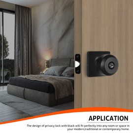 Haidms 6 Pack Matte Black Door Knobs Interior, Privacy Interior Door Knob for Bedroom or Bathroom Classic Black Round Doorknobs Hardware(Square Panel Interior Door Konbs)