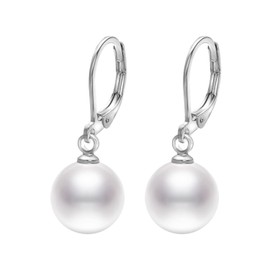 Vissen Silver Pearl Drop Dangle Earrings for Women Leverback Stainless Steel Earrings Nickel Free Jewelry ﻿